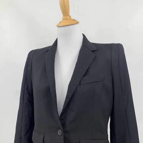 Boy. by Band of Outsiders Blazer Womens 2 Black Wool Padded Shoulder One Button - Picture 4 of 14